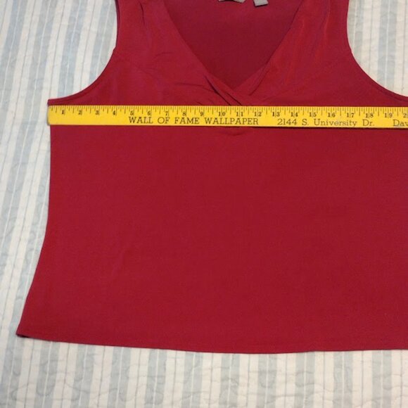 Investments Large Pink Soft Stretch Sleeveless Blouse with Draped V-Neck - Picture 7 of 8